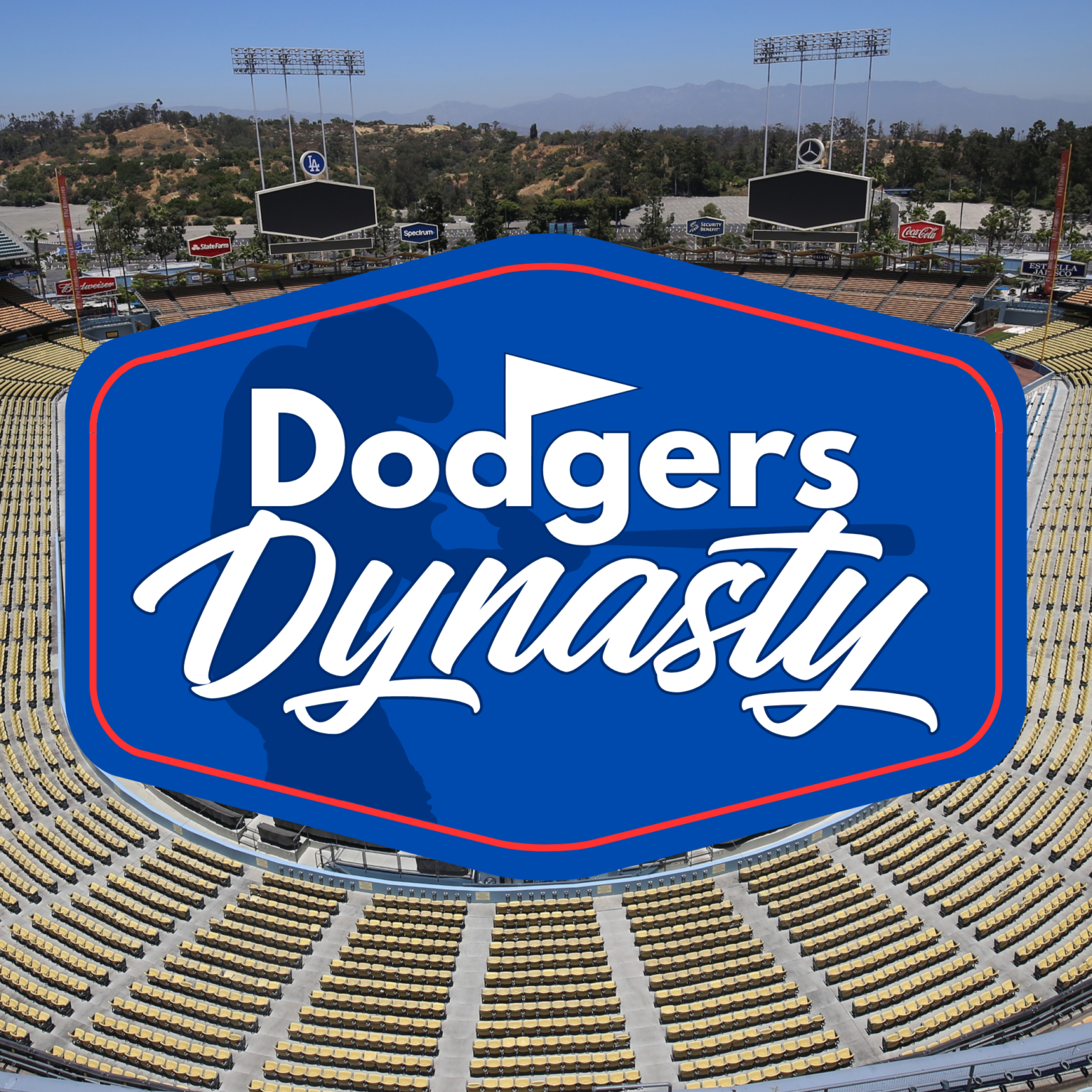 Dodgers Dynasty logo with Dodger Stadium beauty shot. (DodgersDynasty.com/Travis Schlepp)