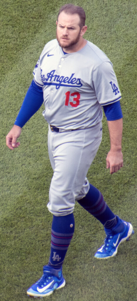 Max Muncy during a Los Angeles Dodgers game against the Washington Nationals in April 2024. Photo: David/Wikimedia Commons, CC BY 2.0.